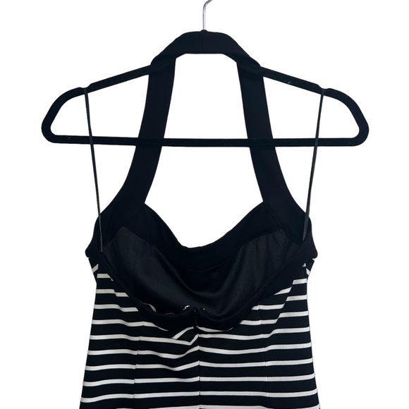 NEW NWT NICHOLAS Jane Contrast Square Neck Midi Dress In Black & Milk Stripe - Picture 8 of 13